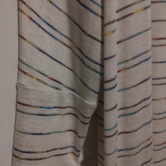 Torrid size 2 open front cardigan, multicolor stripes, cream, long, lightweight - Picture 6 of 8